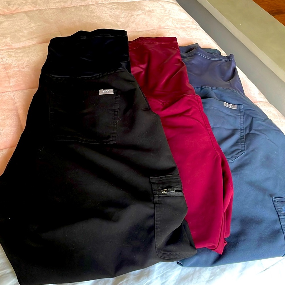 3 pairs of figs maternity pants scrubs